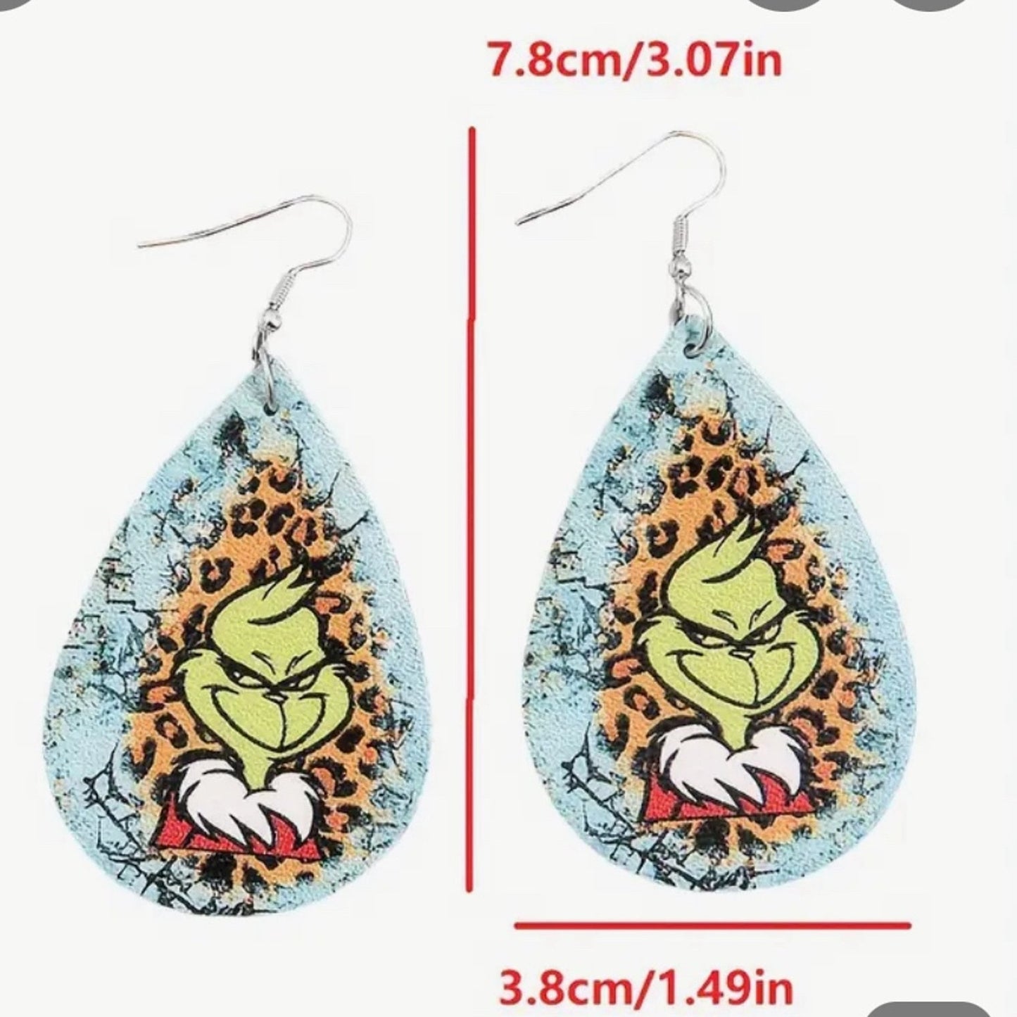 Faux leather grinch Christmas earrings