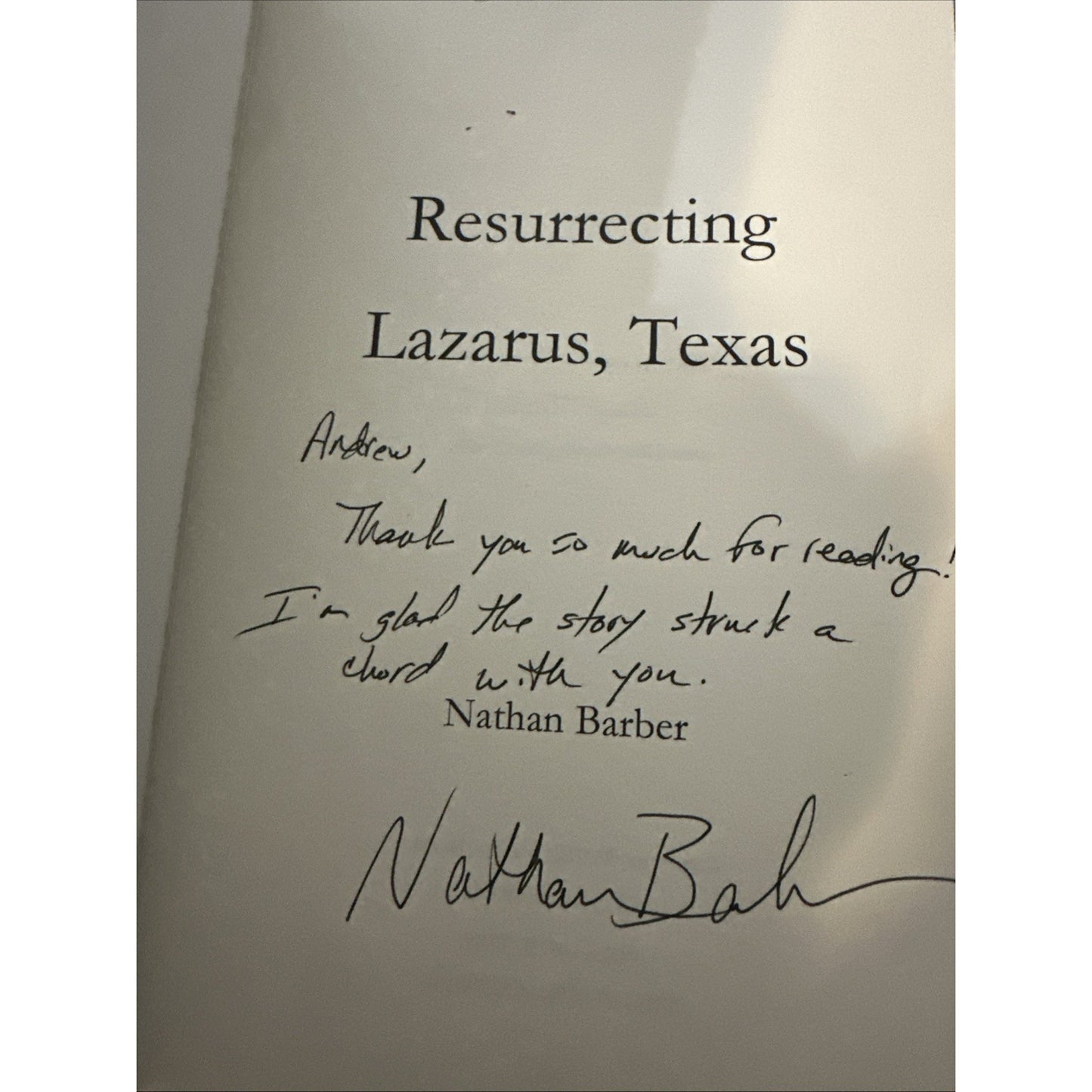 Resurrecting Lazarus, Texas by Nathan Barber (English) Paperback Book Signed
