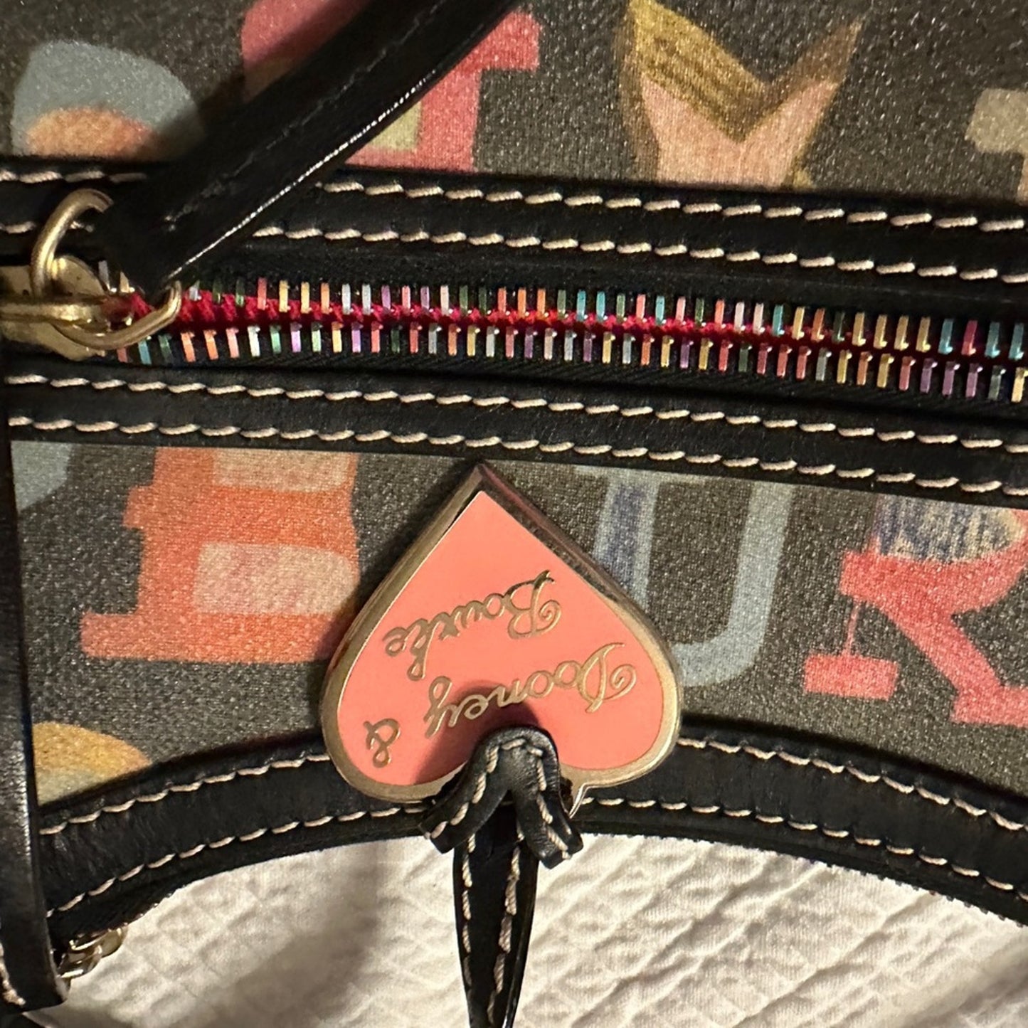 Dooney & Bourke Doodle Graffiti Baguette Bag Small Y2K Monogram Rainbow