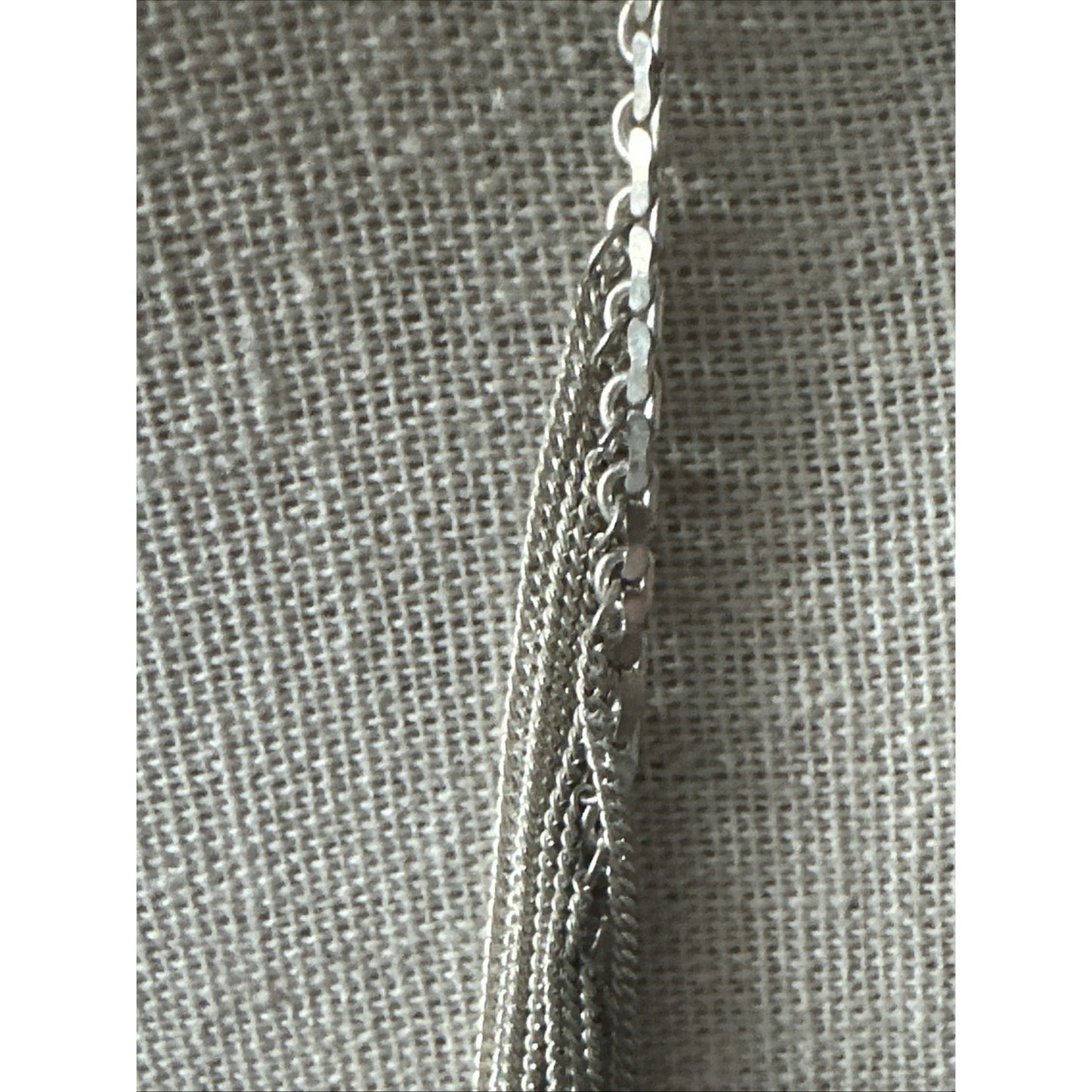 Vtg 925 Sterling Silver Multi Strand Chain Bib Necklace 27.5G