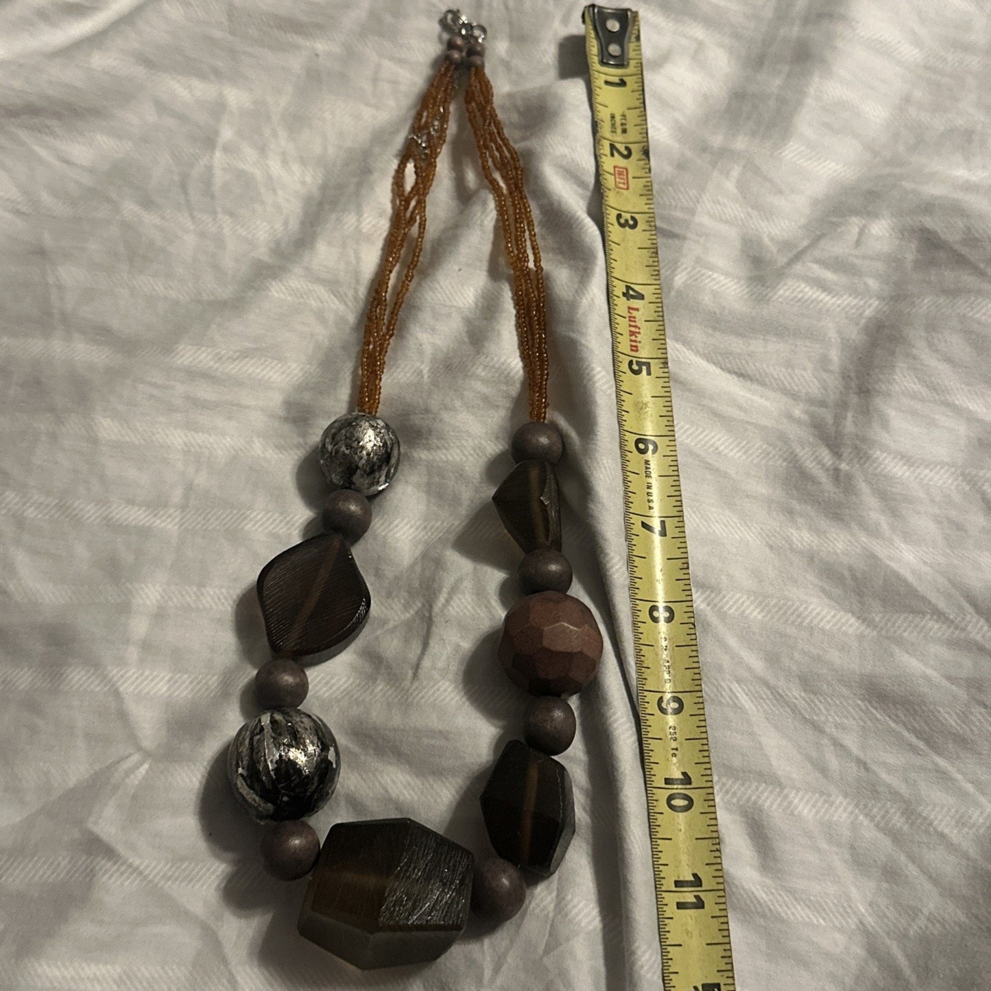 Vintage Agate Quartz Stone Polished Natural Chunky Statement Necklace