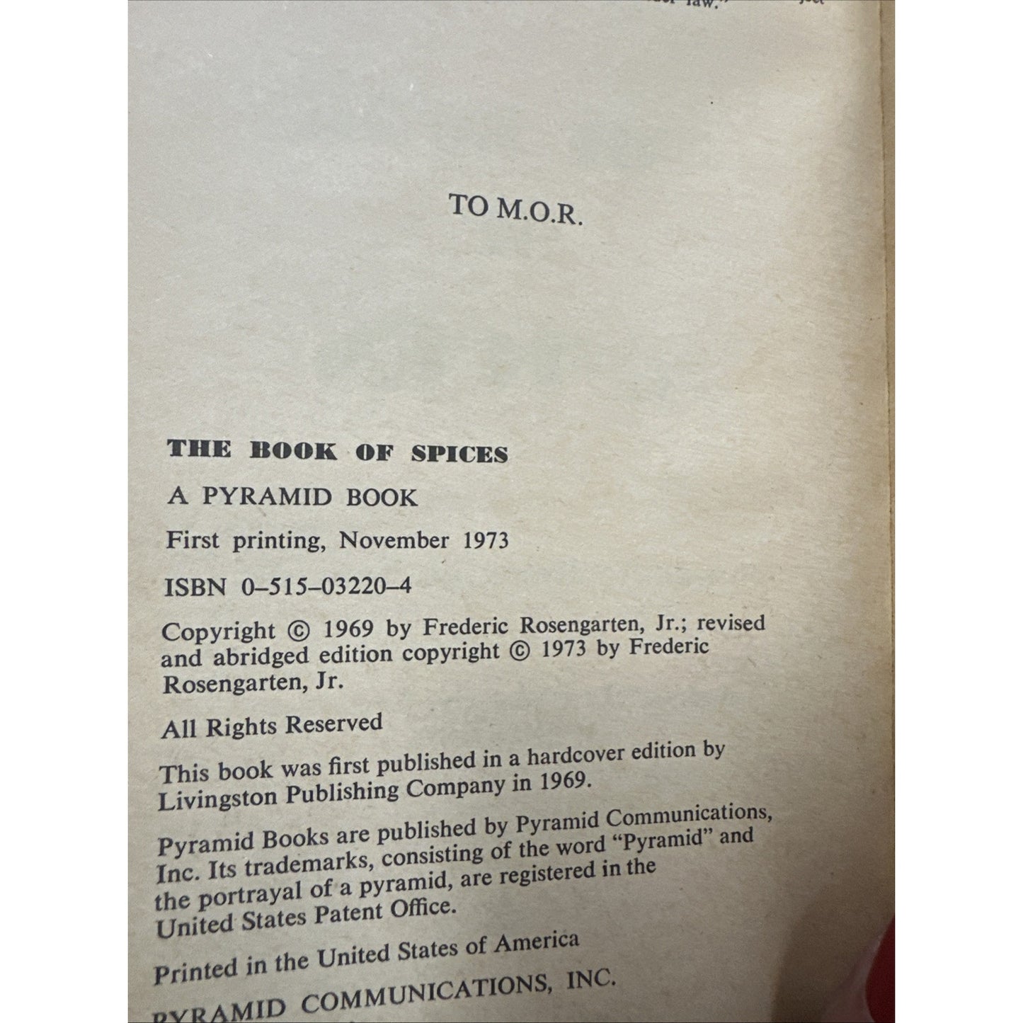 The Book of Spices By Frederick Rosengarten 1969