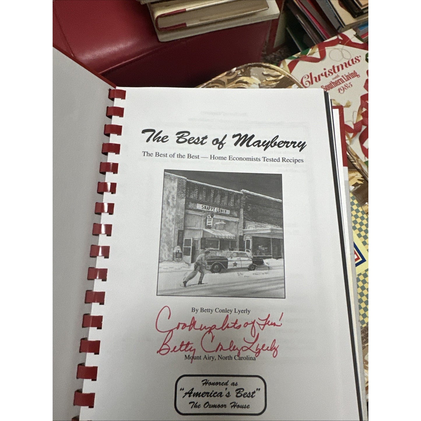 The Best Of Mayberry Cookbook Hardcover Spiral Bound Autographed Copy Signed
