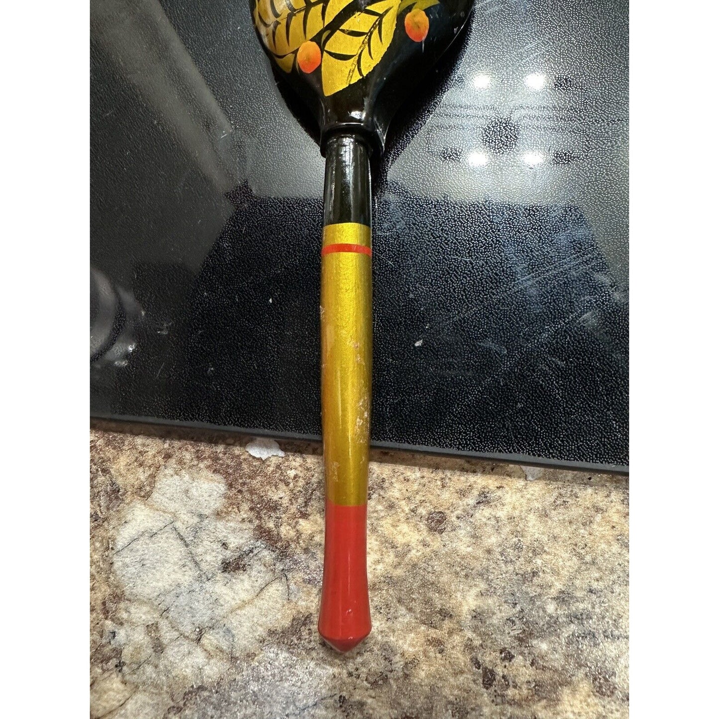 Russian Spoon Wooden Traditional Khokhloma Strawberry Hohloma Artwork 7.5"