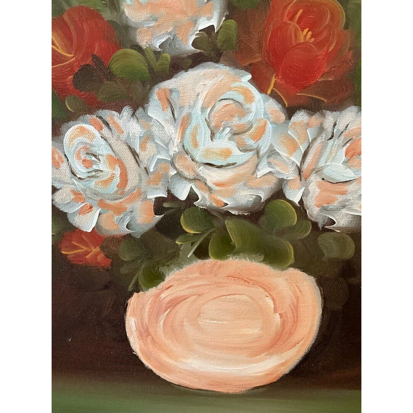 Rossy Framed And Signed Vintage Floral Oil Painting
