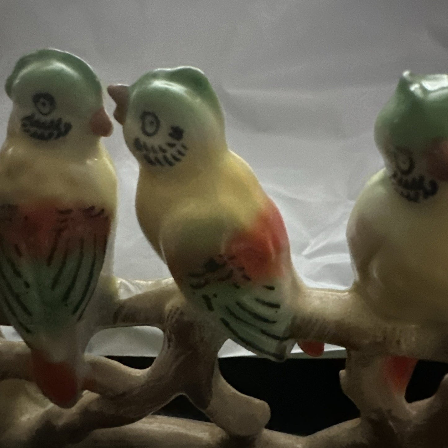 Vtg Japan 3 Birds Bud Vase MCM Colorful Hand Painted Ceramic Figurine Pre-War