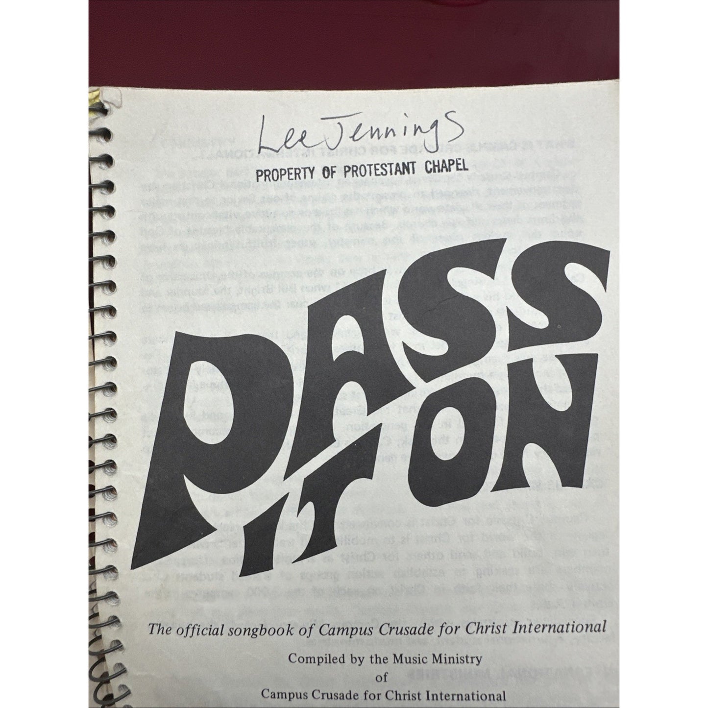 Pass It On - Campus Crusade for Christ Songbook (1972, Spiral, PB)