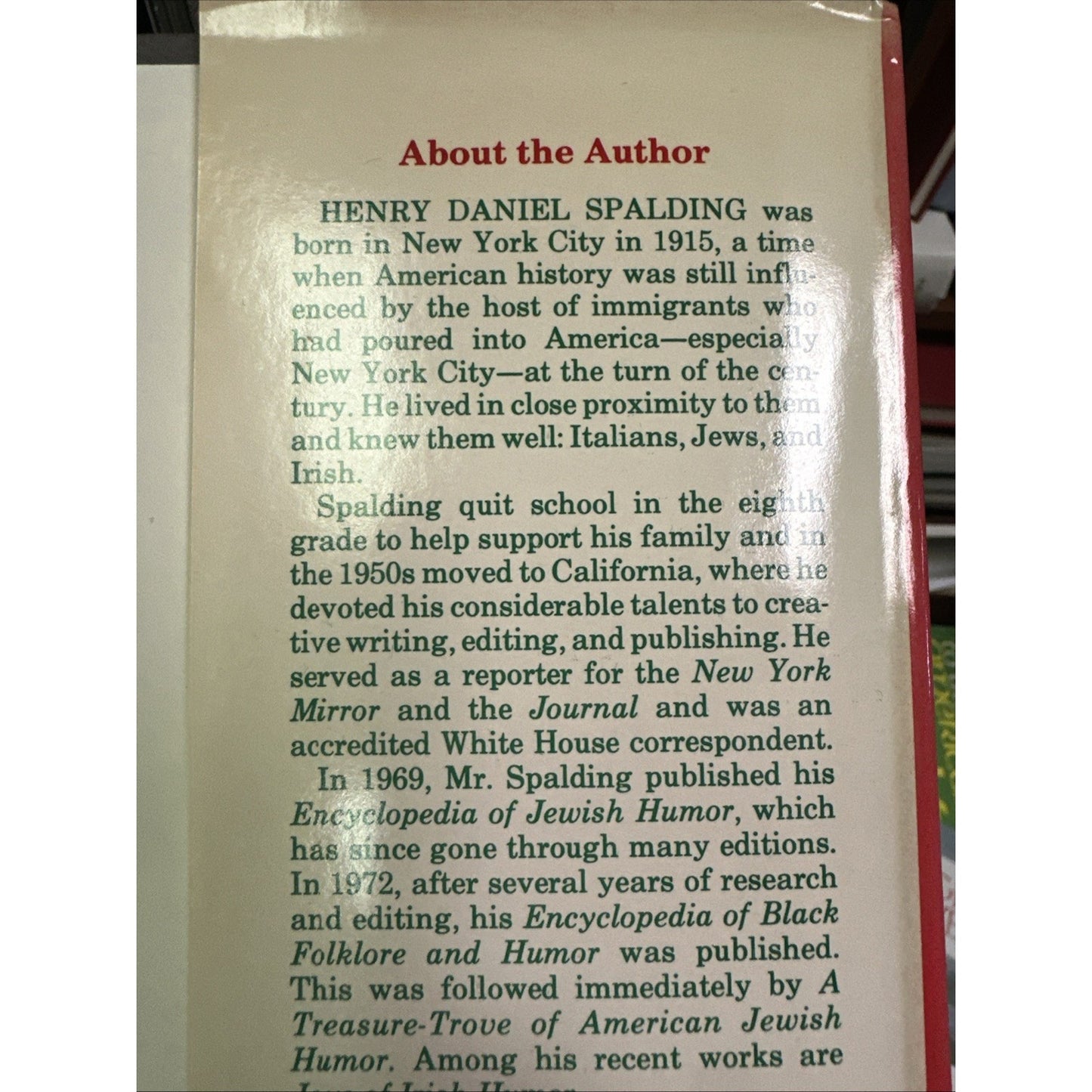 Joys of Italian Humor and Folklore: - Hardcover, by Spalding Henry D.