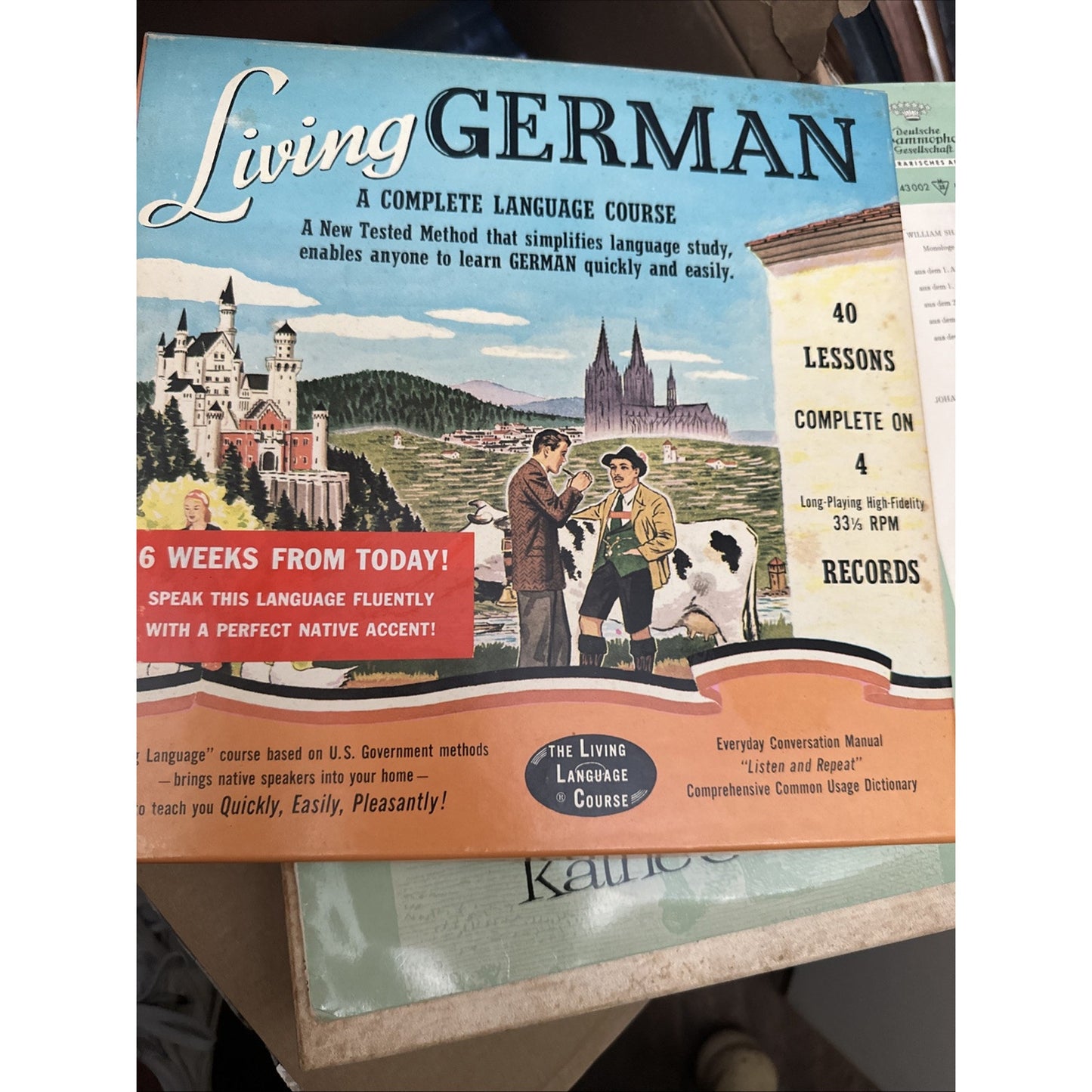 Boxed Living German A Complete Language Course Vinyl 4 LP Records 40 Lesson 1956