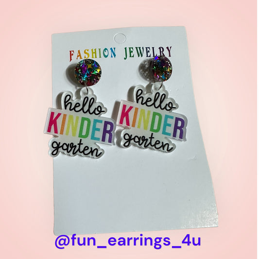 Hello Kindergarten Teacher Earrings