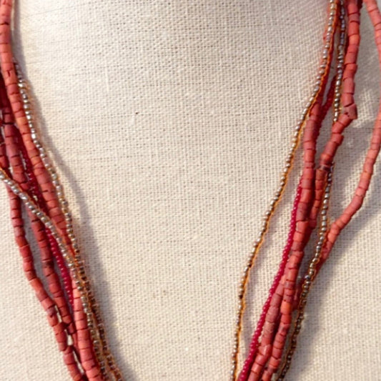 ACRYLIC DISC Statement  – coral Chunky  mulit layered Necklace