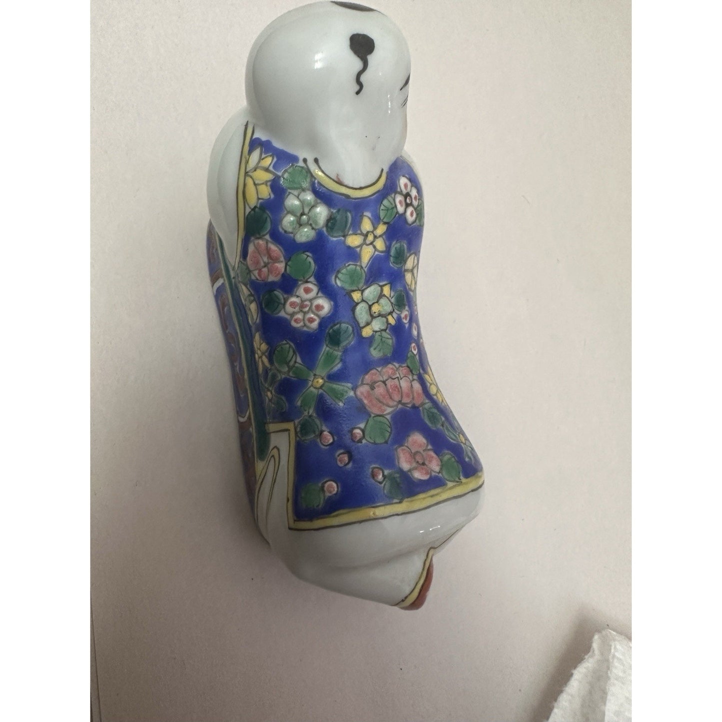 Vintage Chinese Export Porcelain Enamel Laying Child On Opium Pillow Figurine