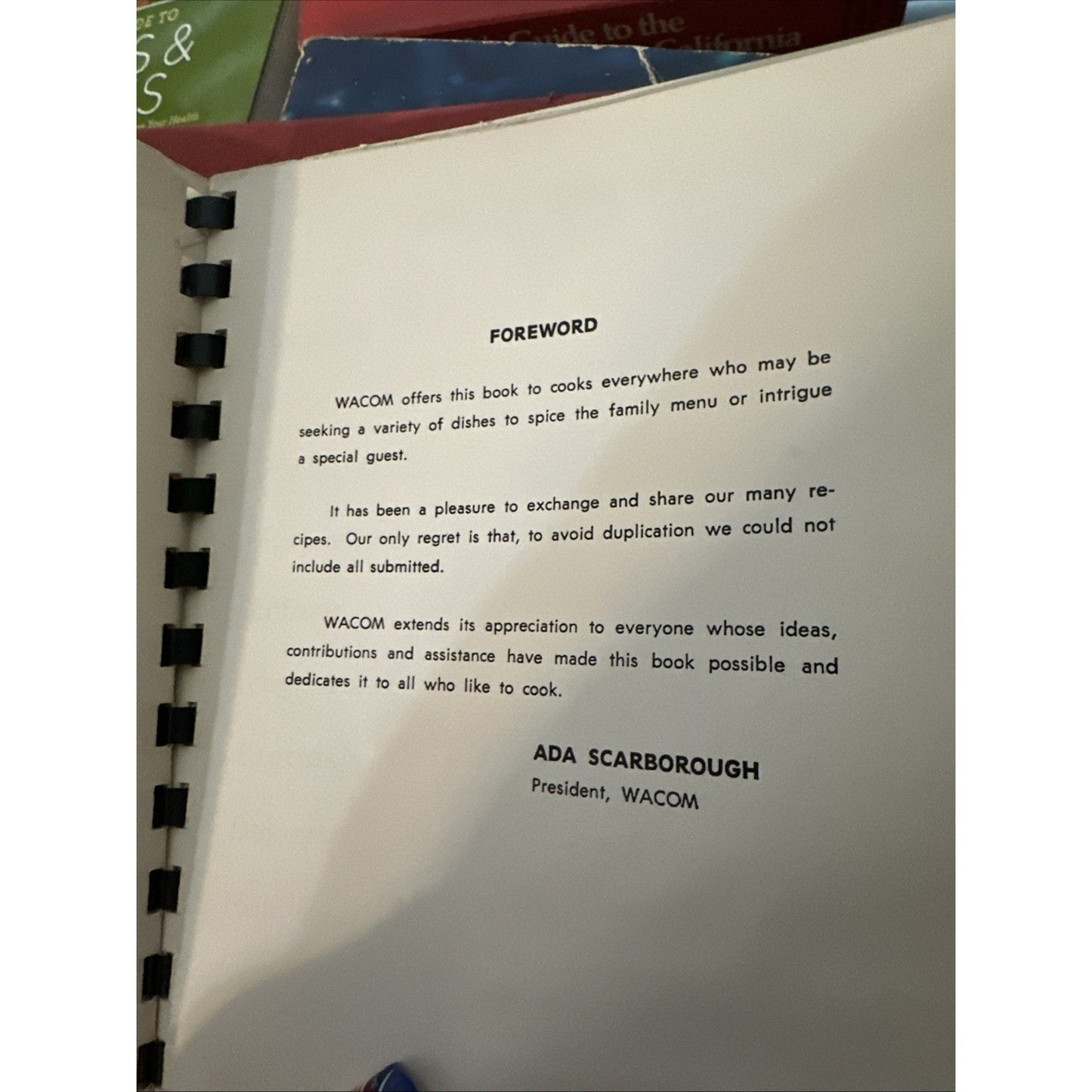 WACOM China Lake Ridgcrest CA 1969 Cookbook * Women's Auxiliary Officers Mess