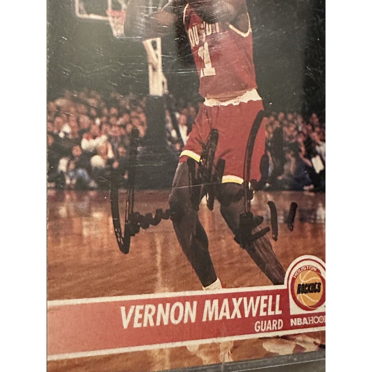 1994-95 Hoops Houston Rockets Basketball Card #77 Vernon Maxwell Signed