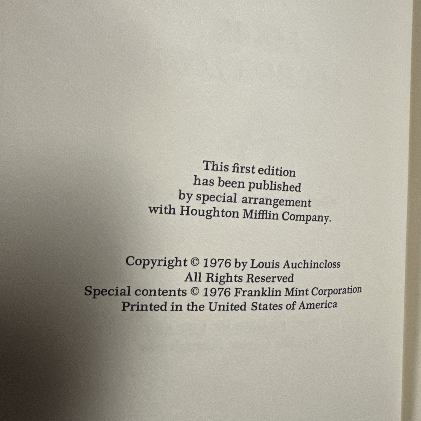 “The Winthrop Covenant” By Louis Auchincloss, The Franklin Library FIRST EDITION
