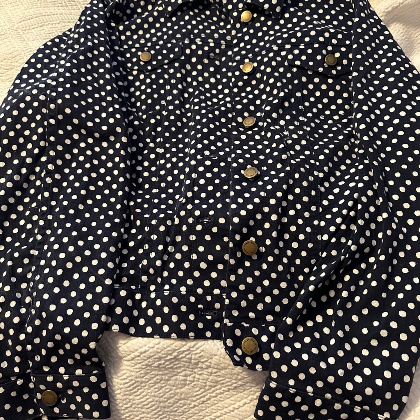 Coldwater Creek dark blue polka dot Denim Jacket