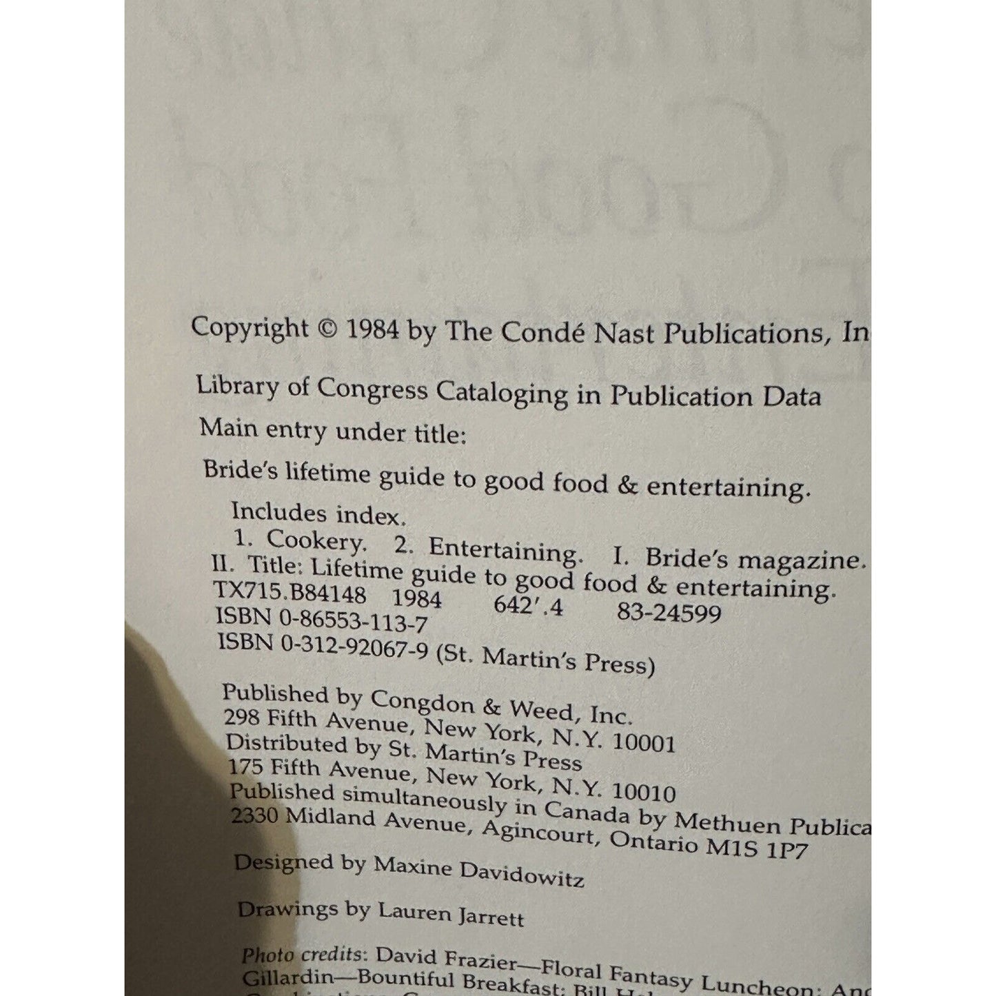 BRIDE’S Lifetime Guide to Good Food & Entertaining. 1984