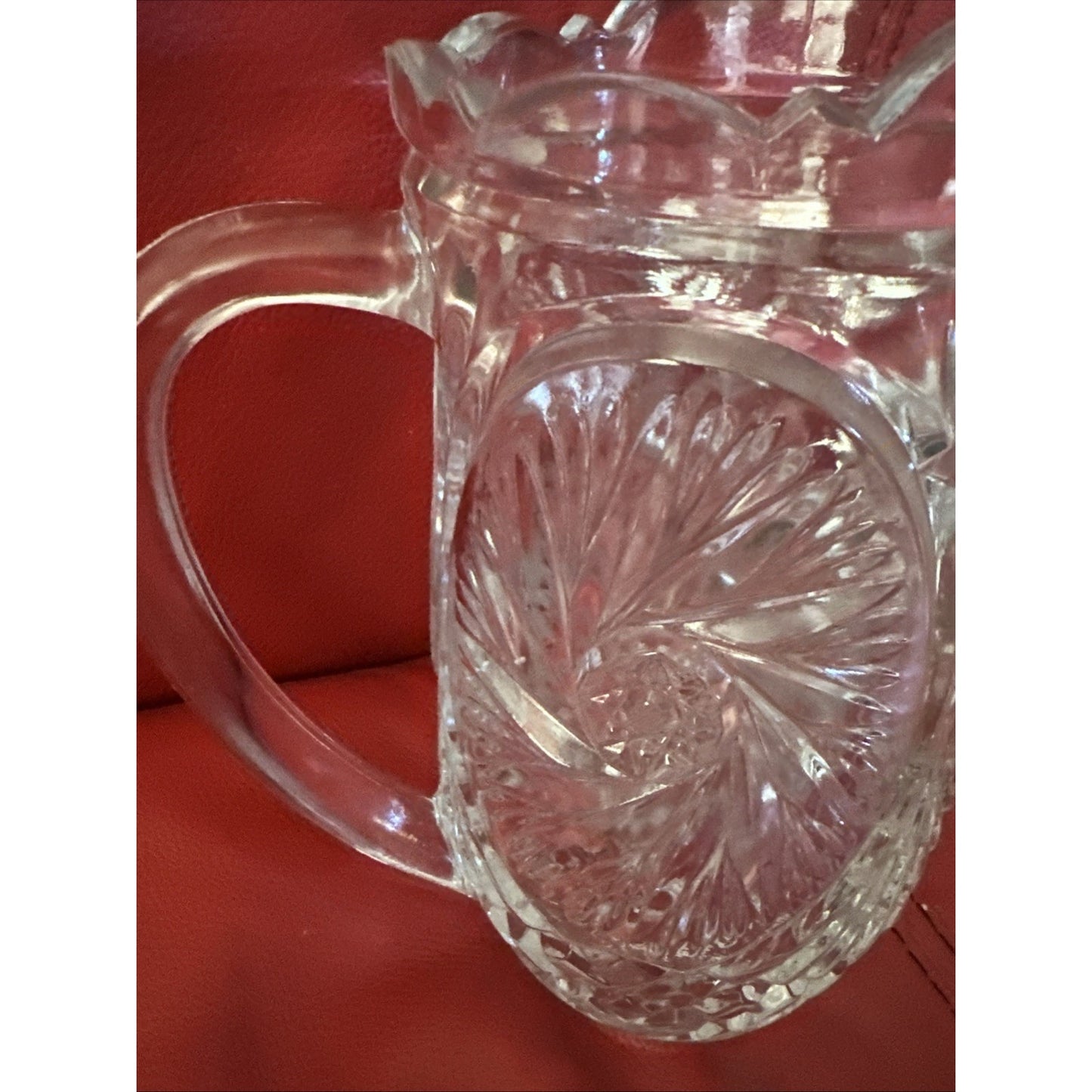 Vintage Lead Crystal Star of David Pinwheel Pitcher EUC
