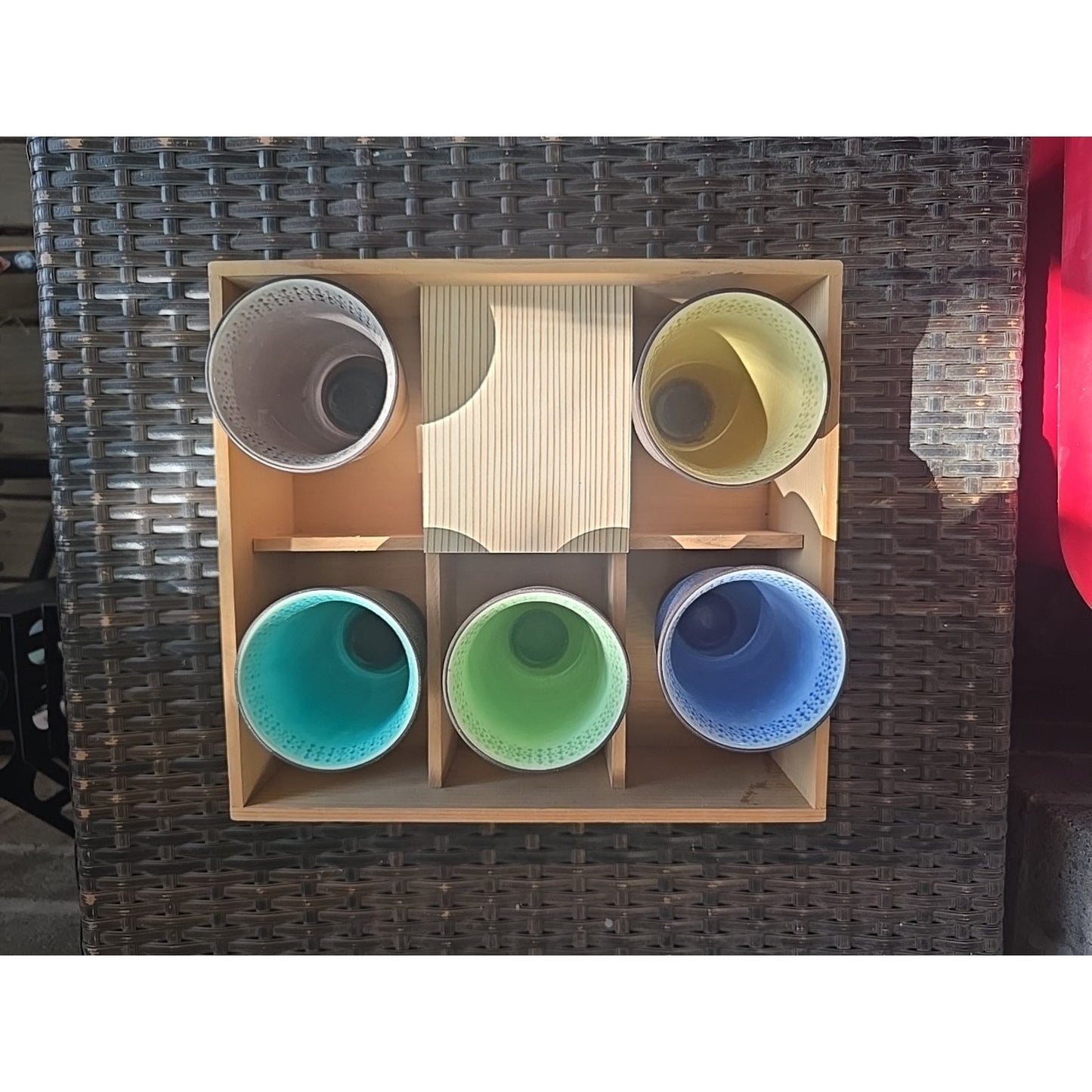 Ceramic Striped Tumblers Set of 5, 10cm, Rustic Finish