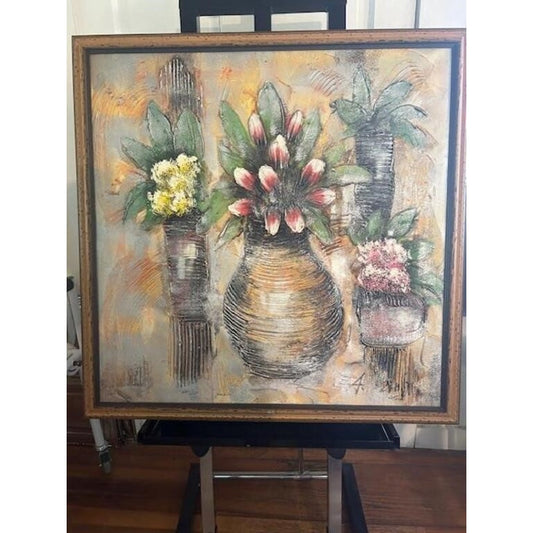 Vintage Original Collectible Art Oil on Canvas in Wood Frame signed by artist