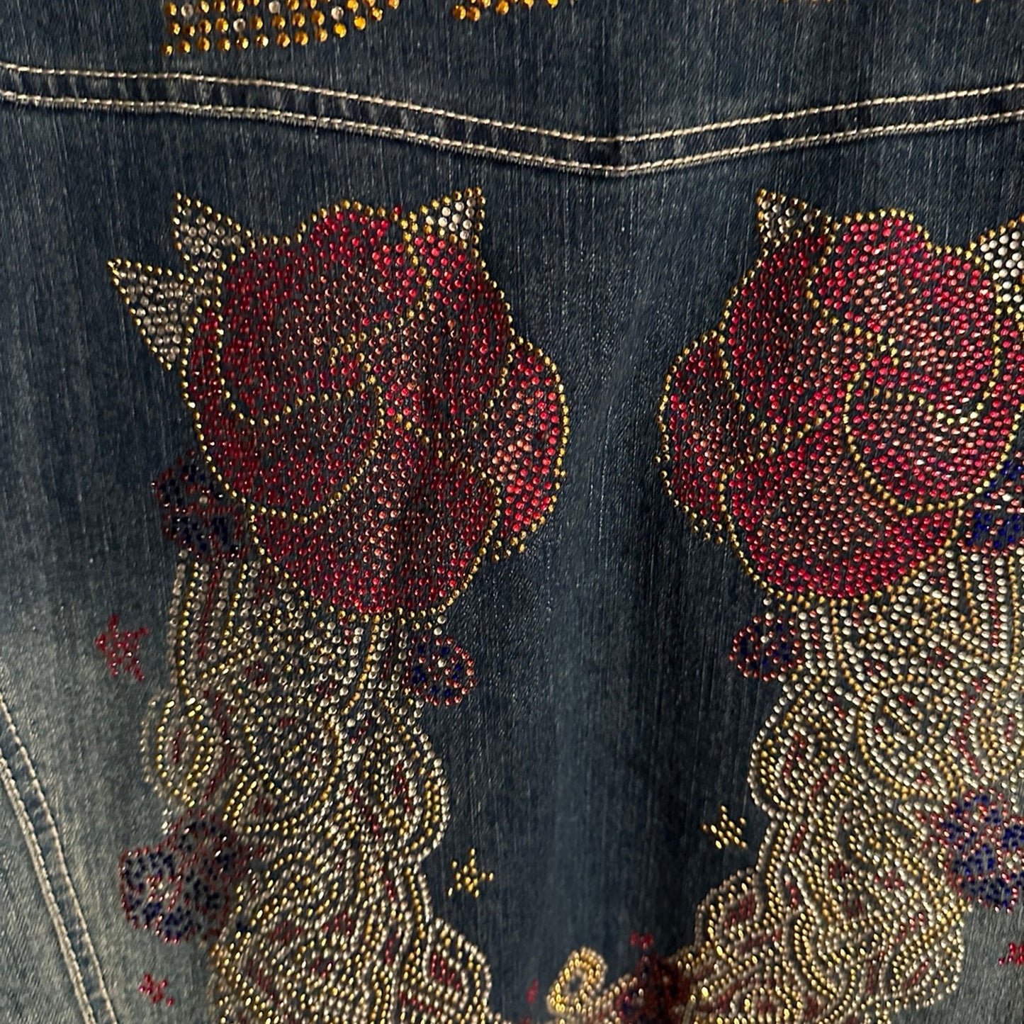 Baccini Jean Jacket rhinestones DIVA roses