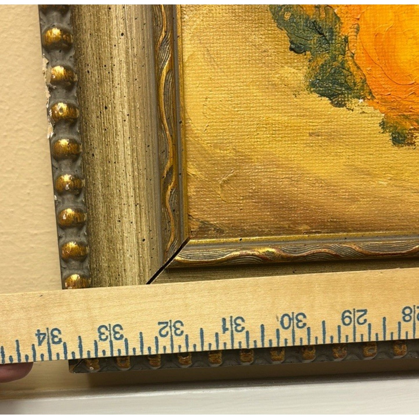 Vintage Fruit Still Life Painting Gold Wooden Frame Signed Rare 28x34