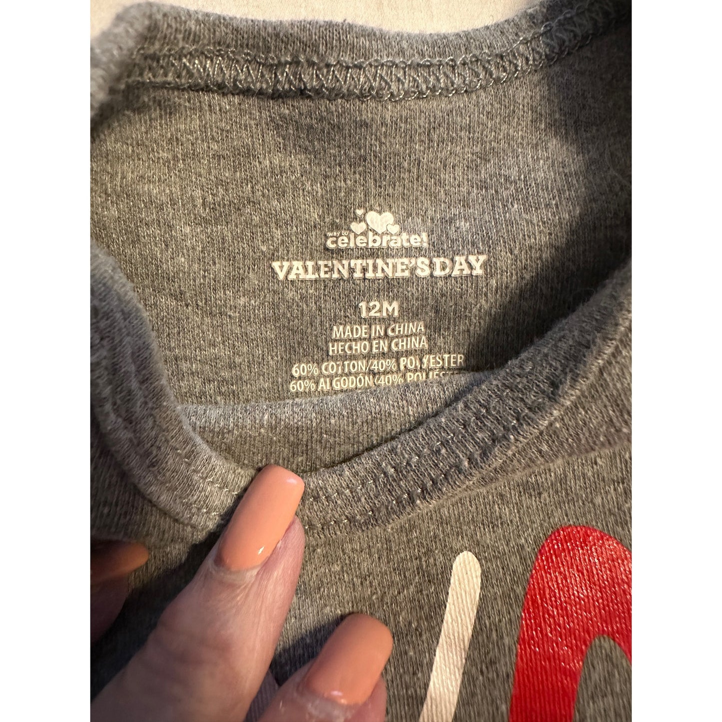 Valentines Day 12 month onesie xoxo