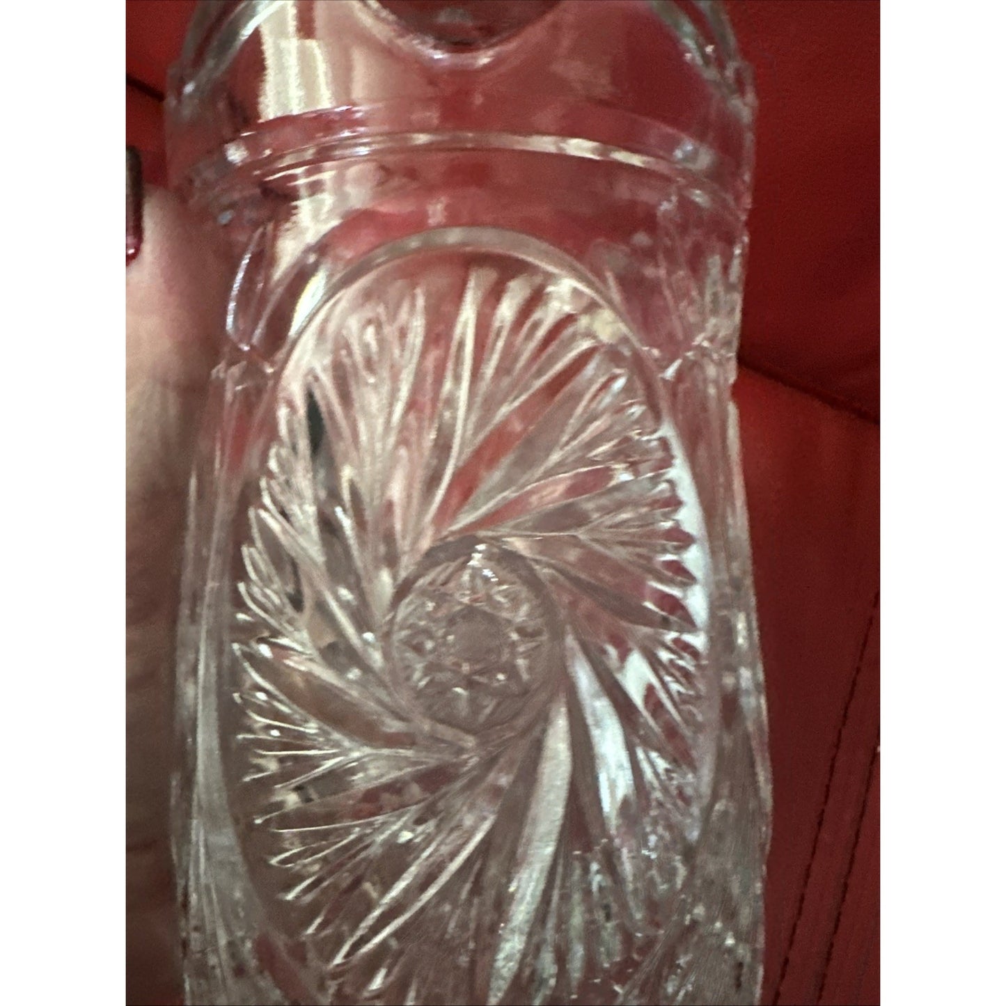 Vintage Lead Crystal Star of David Pinwheel Pitcher EUC