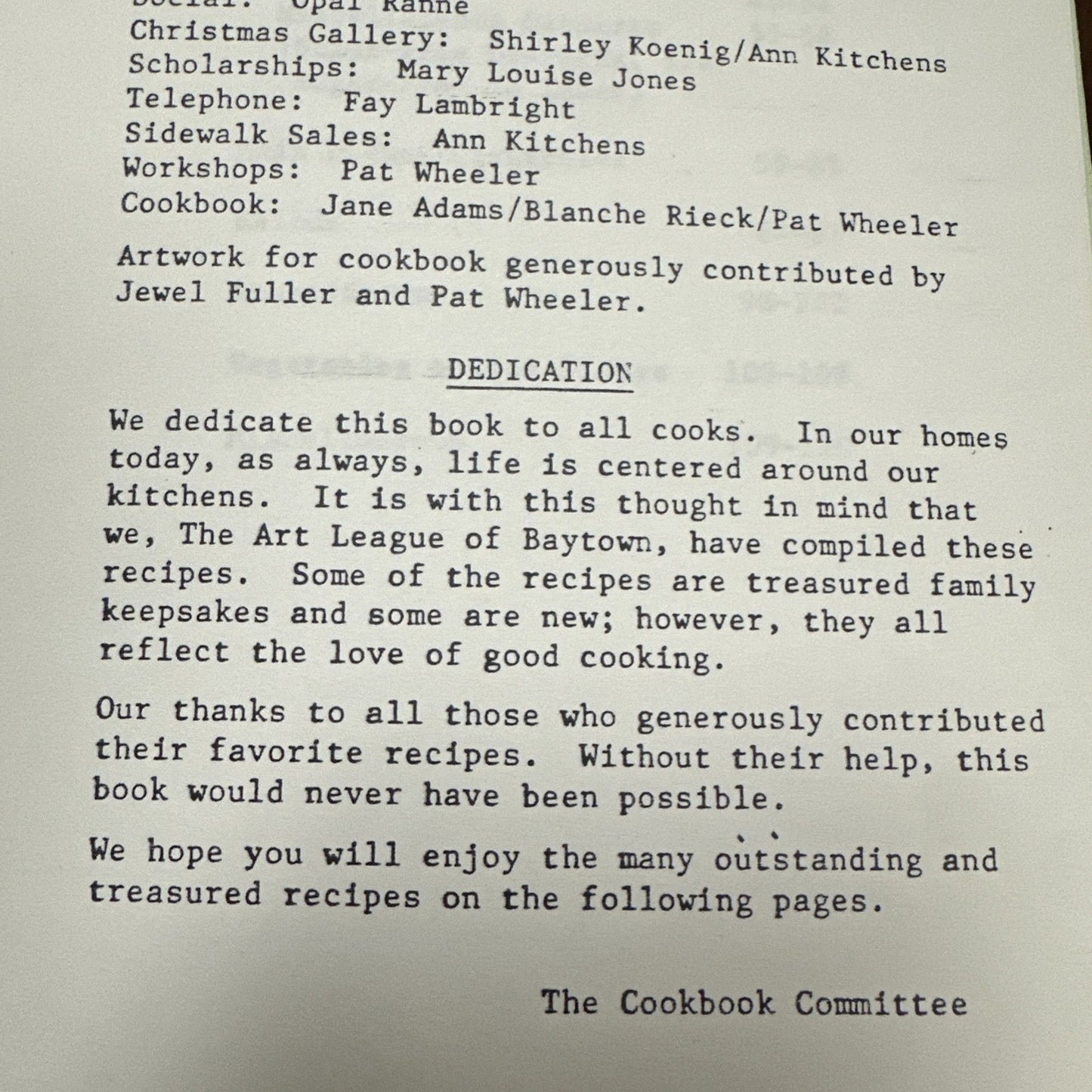 1988 Paintable Edibles Art League of Baytown Texas - Create a Cookbook