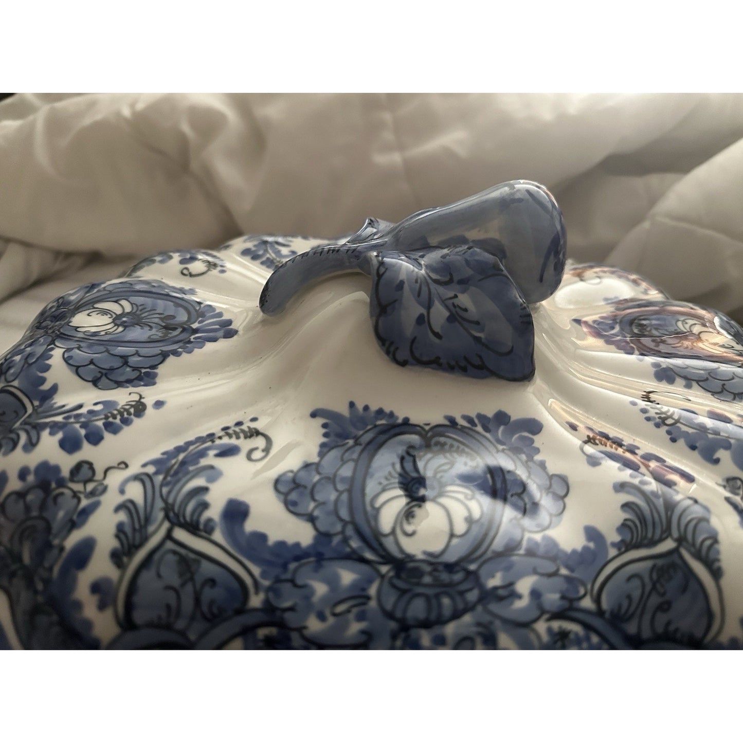 Tureen with Lid/ Hand Painted Greece Blue & White Very Rare
