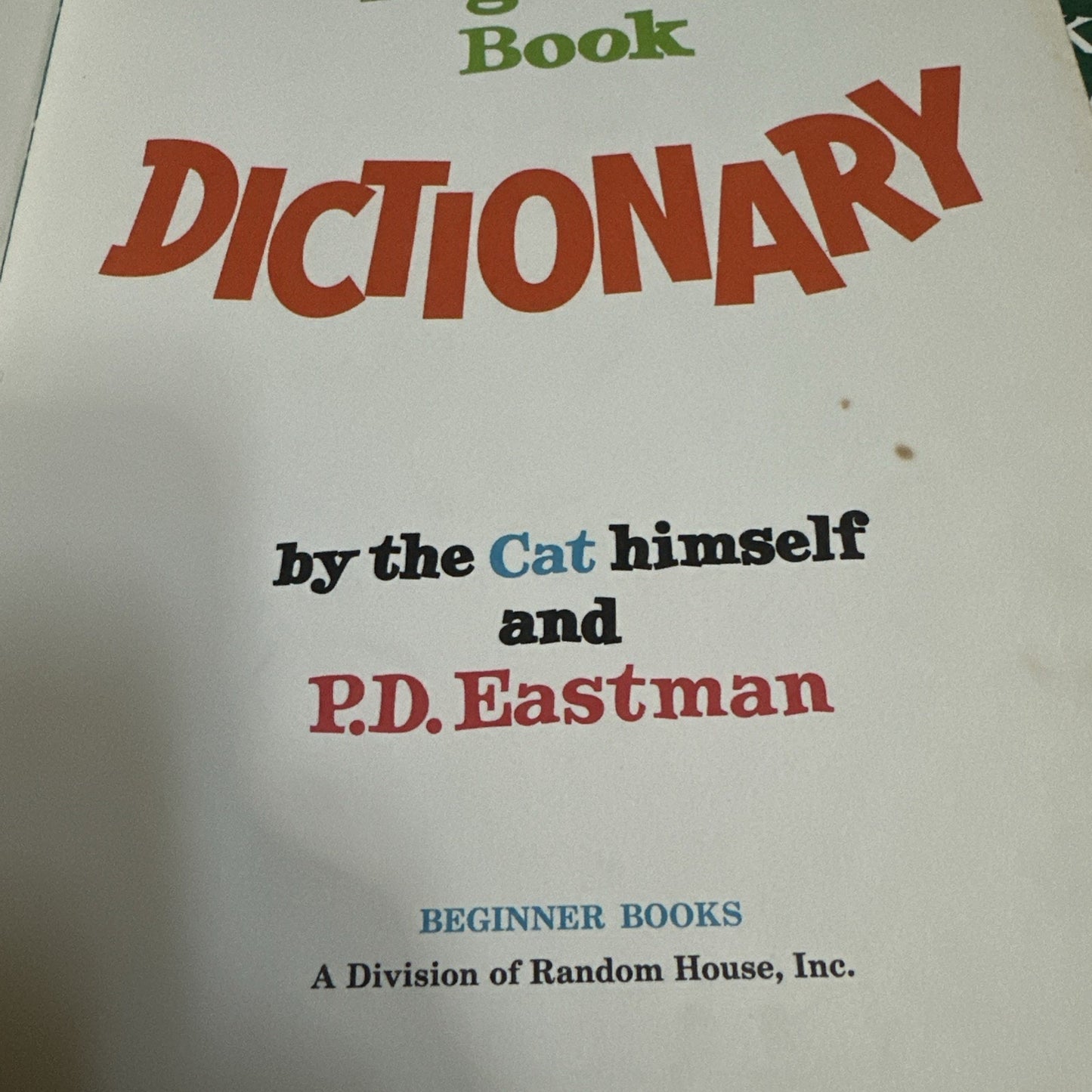 Vintage 1964 The Cat in the Hat Beginner Dictionary Book by P.D. Eastman