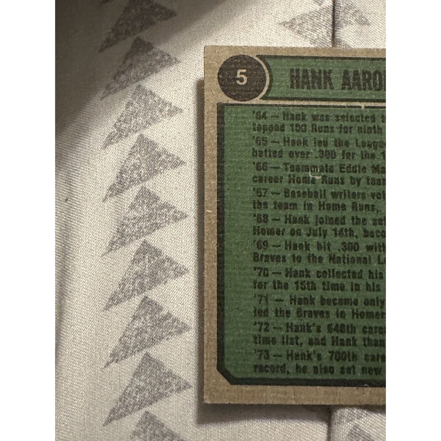 1974 Topps - #5 Hank Aaron Baseball Card - Atlanta Braves