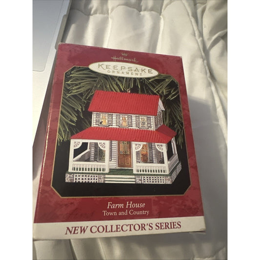 NEW NRFB Hallmark Farm House 1999 Town and Country Christmas Ornament