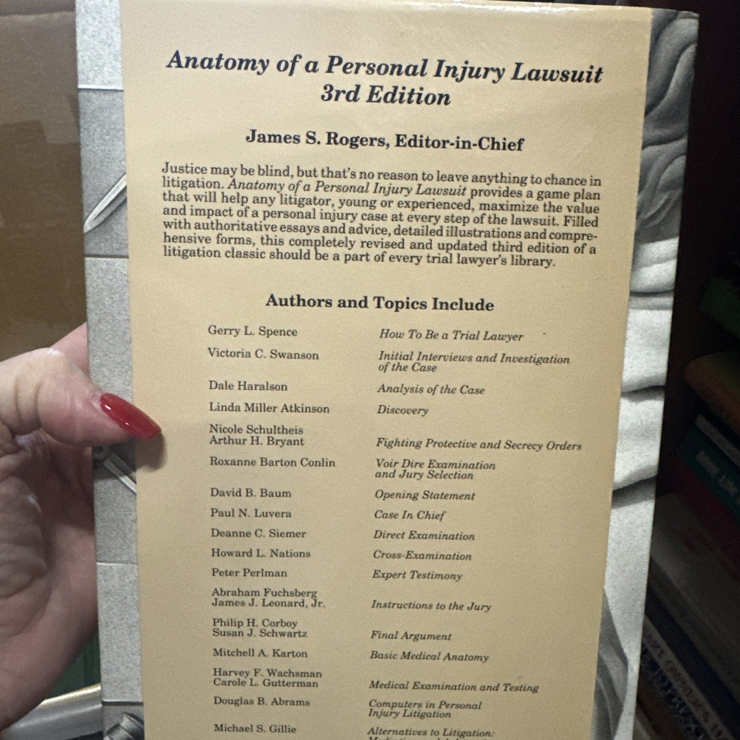 Anatomy of a Personal Injury Lawsuit - Hardcover, by Rogers James S. -like New