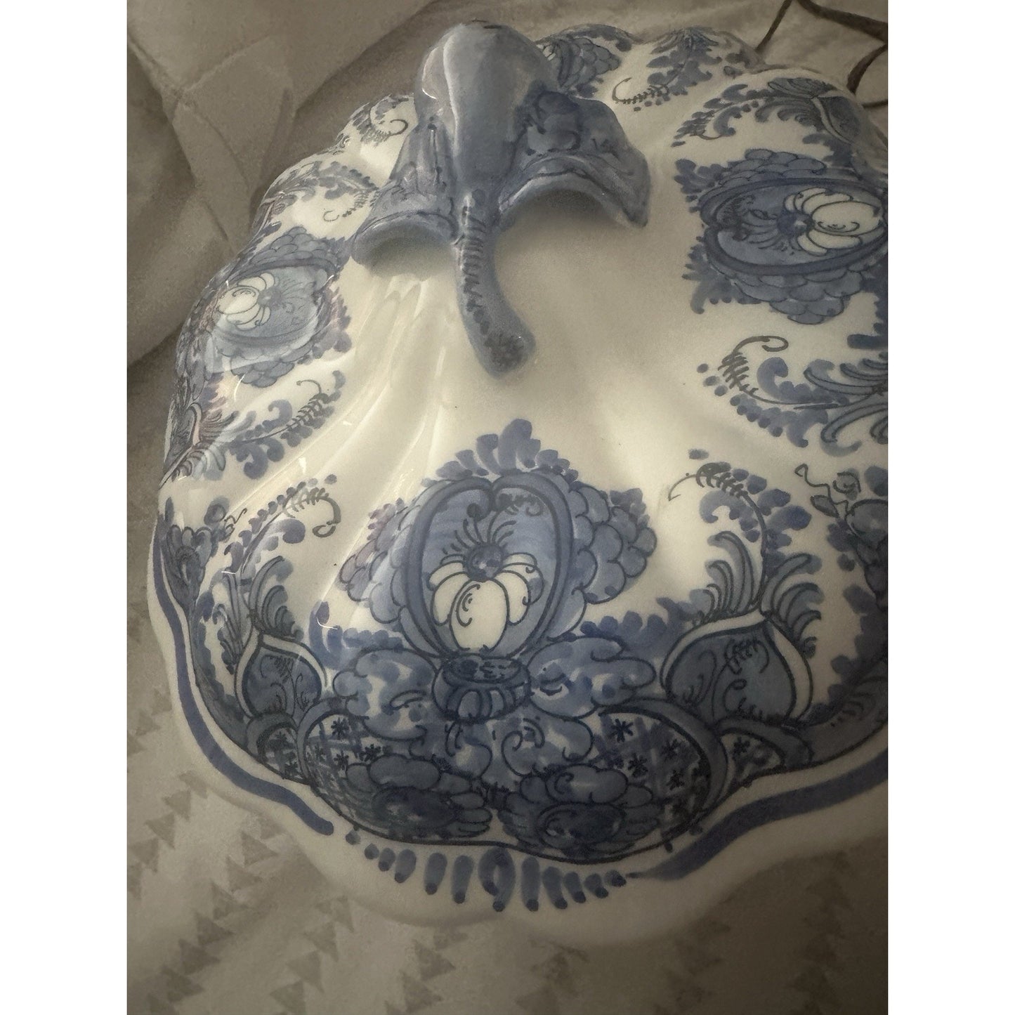 Tureen with Lid/ Hand Painted Greece Blue & White Very Rare