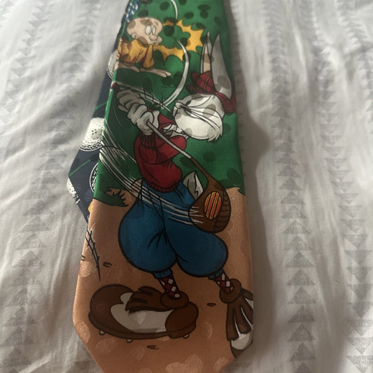 Looney Tunes Mania Bugs Bunny 4 Inch Wide Golf Neck Tie Warner Bros