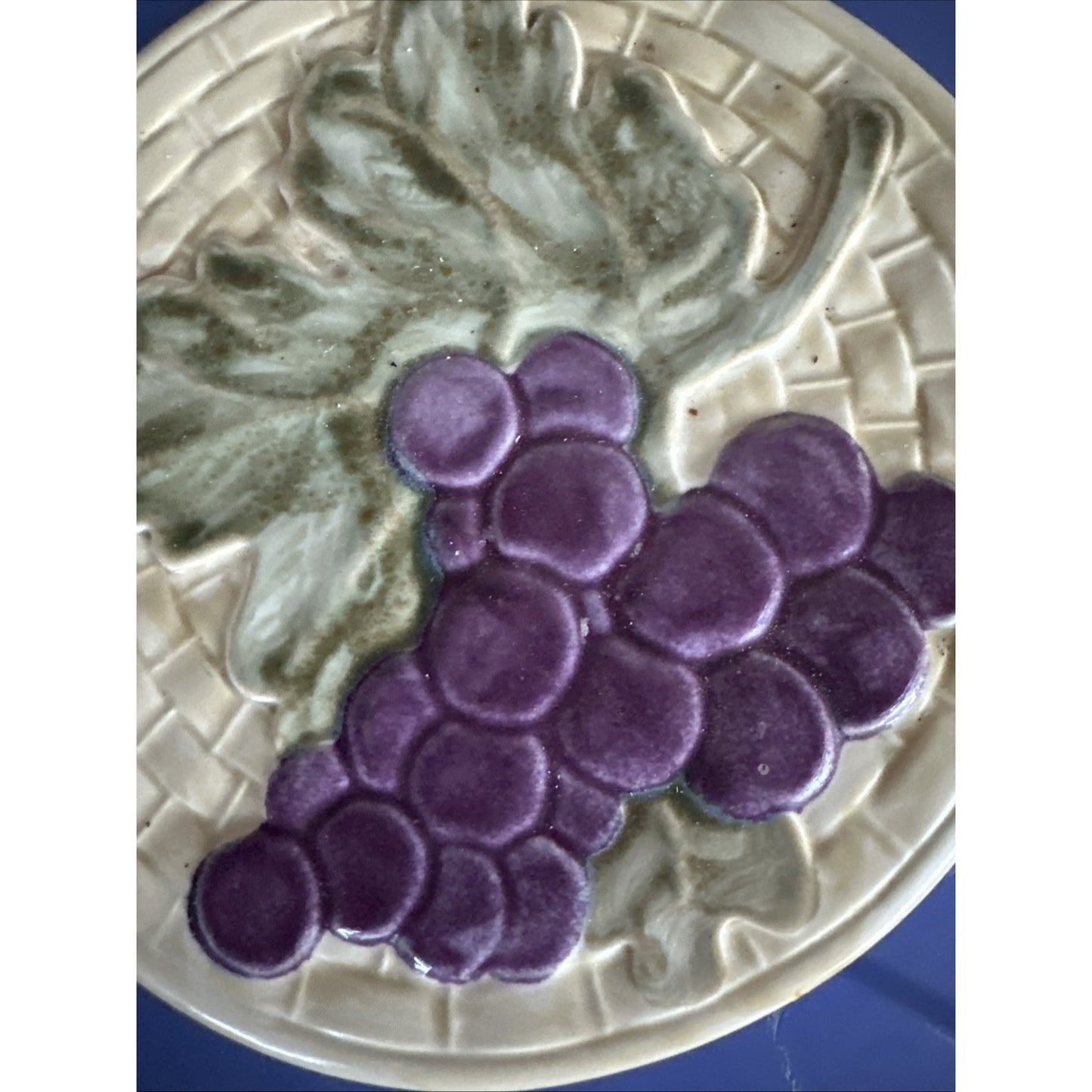 Vintage Pfaltzgraff 8” TRIVET Jamberry Purple Grapes Leaf & Basket Pattern