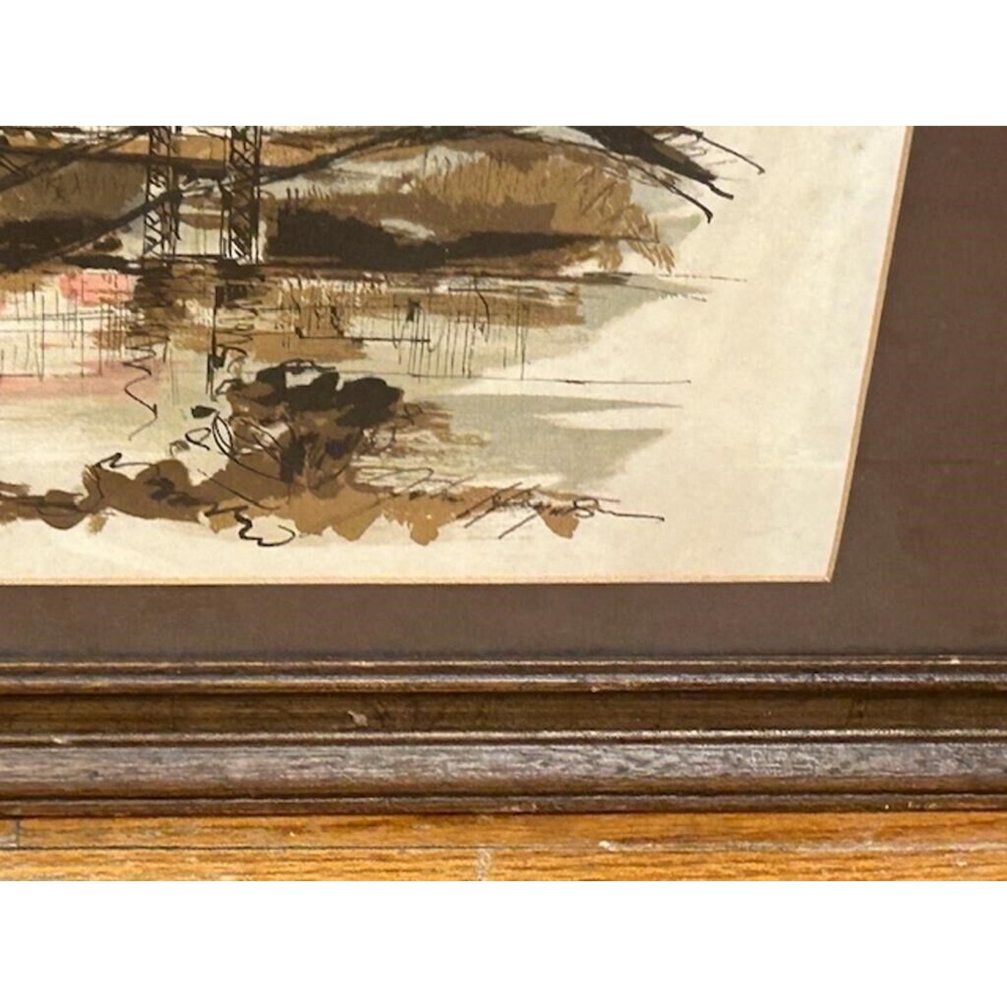 John Haymson “George Washington Bridge In The Evening” Framed, Matted Print