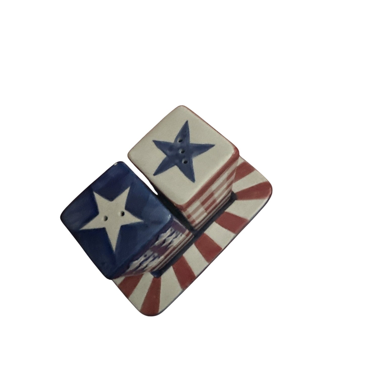 Star & Stripe Salt Pepper Shaker Set Patriotic America Independence Day 4th July