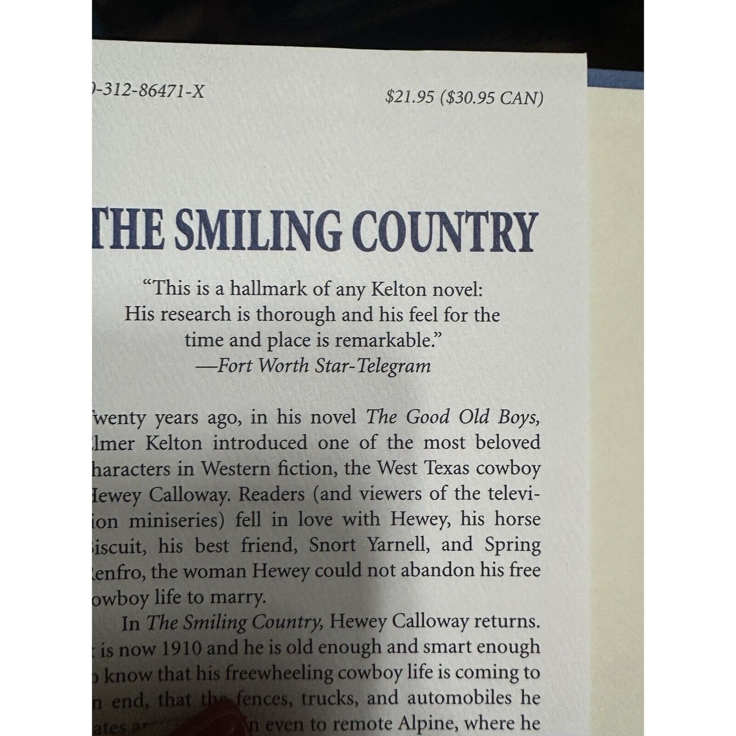 Elmer Kelton / The Smiling Country signed 1st Edition 1998