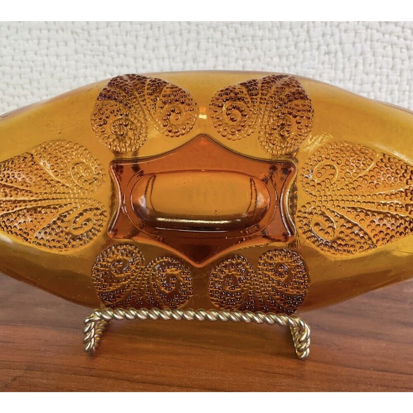 2 Vintage Tiara Amber Indiana Glass 5" x 10" oval banana split dish candy dish