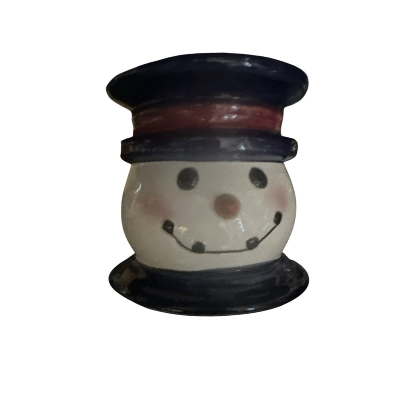 Ceramic SnowMan Cake Plate And Server- Table Tops Unlimited - Hand Painted NIB