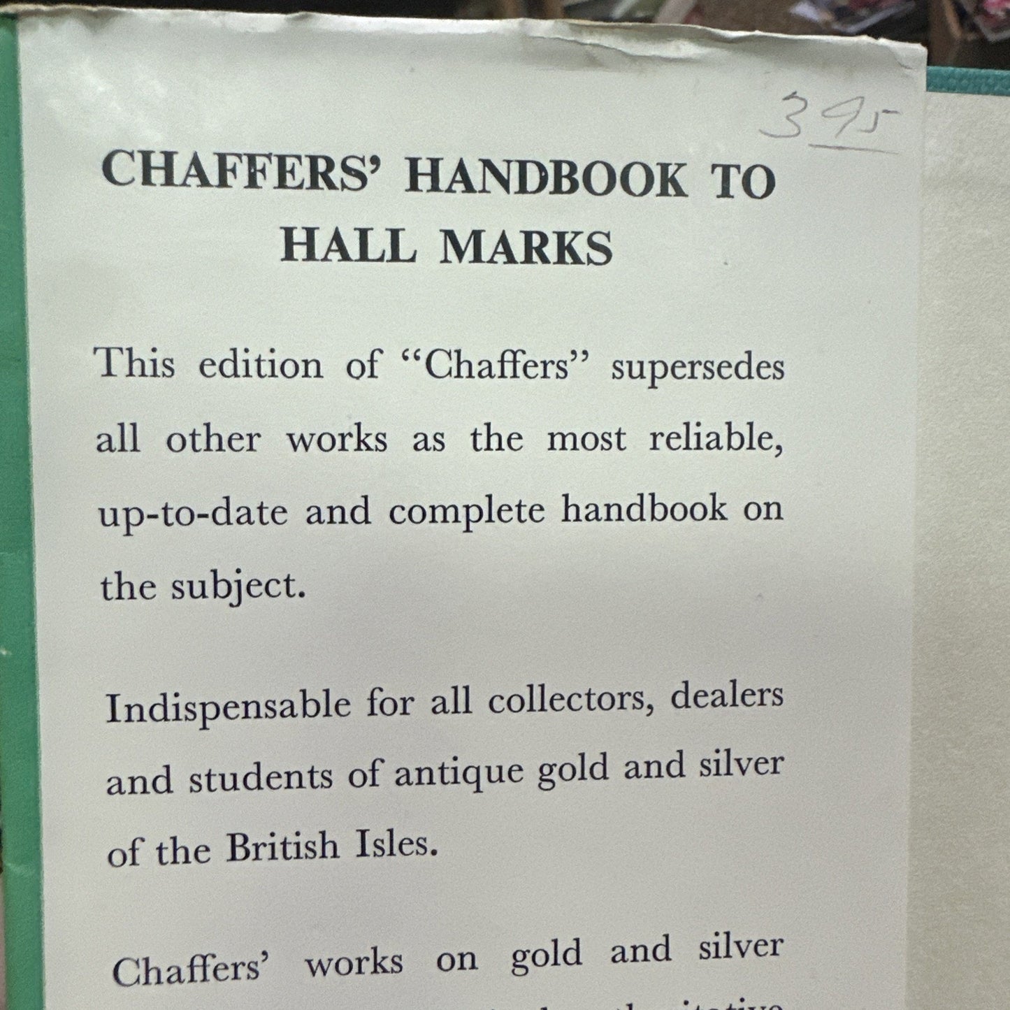 Chaffers Handbook to Hall Marks on Gold & Silver Plate HC DJ 1975 Good