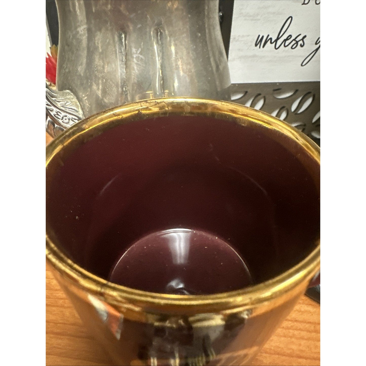 TAMS Vintage Shell Oil Gas Maroon & Gold Ceramic Coffee Mug Memorabilia