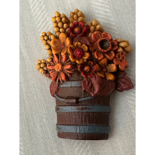Vintage Hallmark flower bucket pin