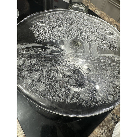 Retro Vintage Studio Nova Germany Crystal Sun Valley 13” Round Canape Tray plate