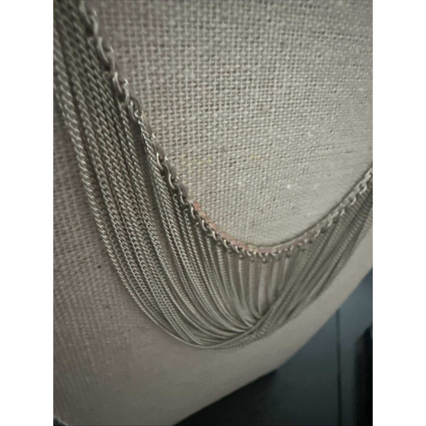Vtg 925 Sterling Silver Multi Strand Chain Bib Necklace 27.5G