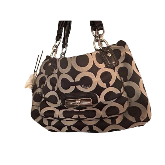 Authentic COACH Kristen Op Art Sateen hobo bag purse