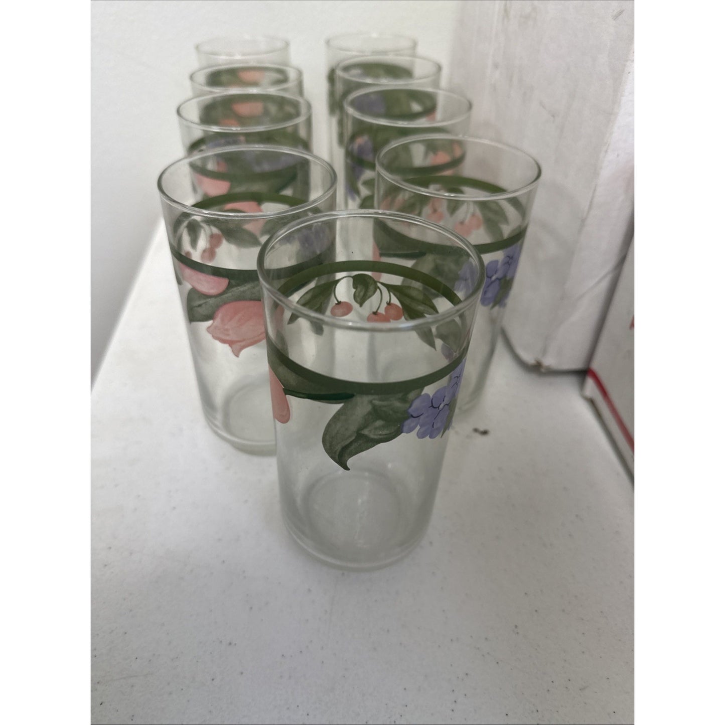 Tumbler Pfaltzgraff GARDEN PARTY Glassware 5 5/8" tall 2 3/4" Diameter Set of 9