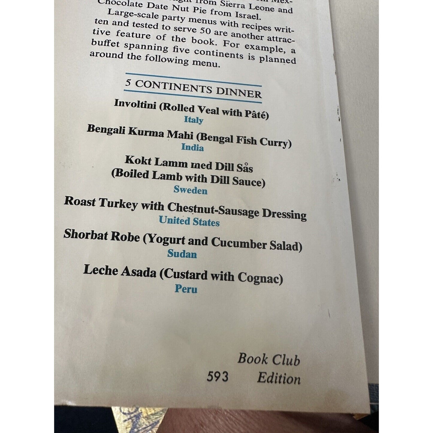 United Nations Cookbook Hardcover Barbara Kraus
